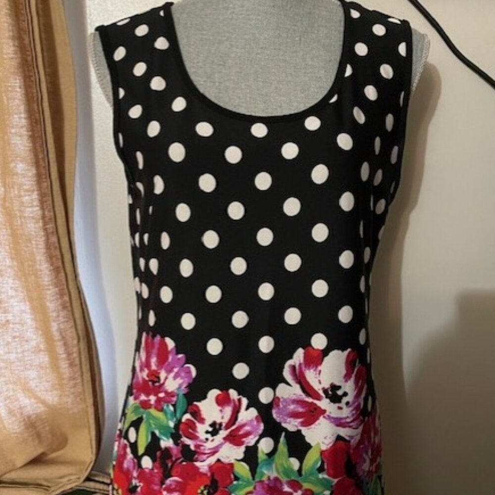 Michael Tyler Polka Dot Sleeveless Summer Tank Tunic Made in Canada Size M